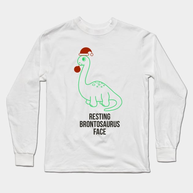Resting Brontosaurus Face (Holiday Edition) Long Sleeve T-Shirt by Be Our Guest Podcast